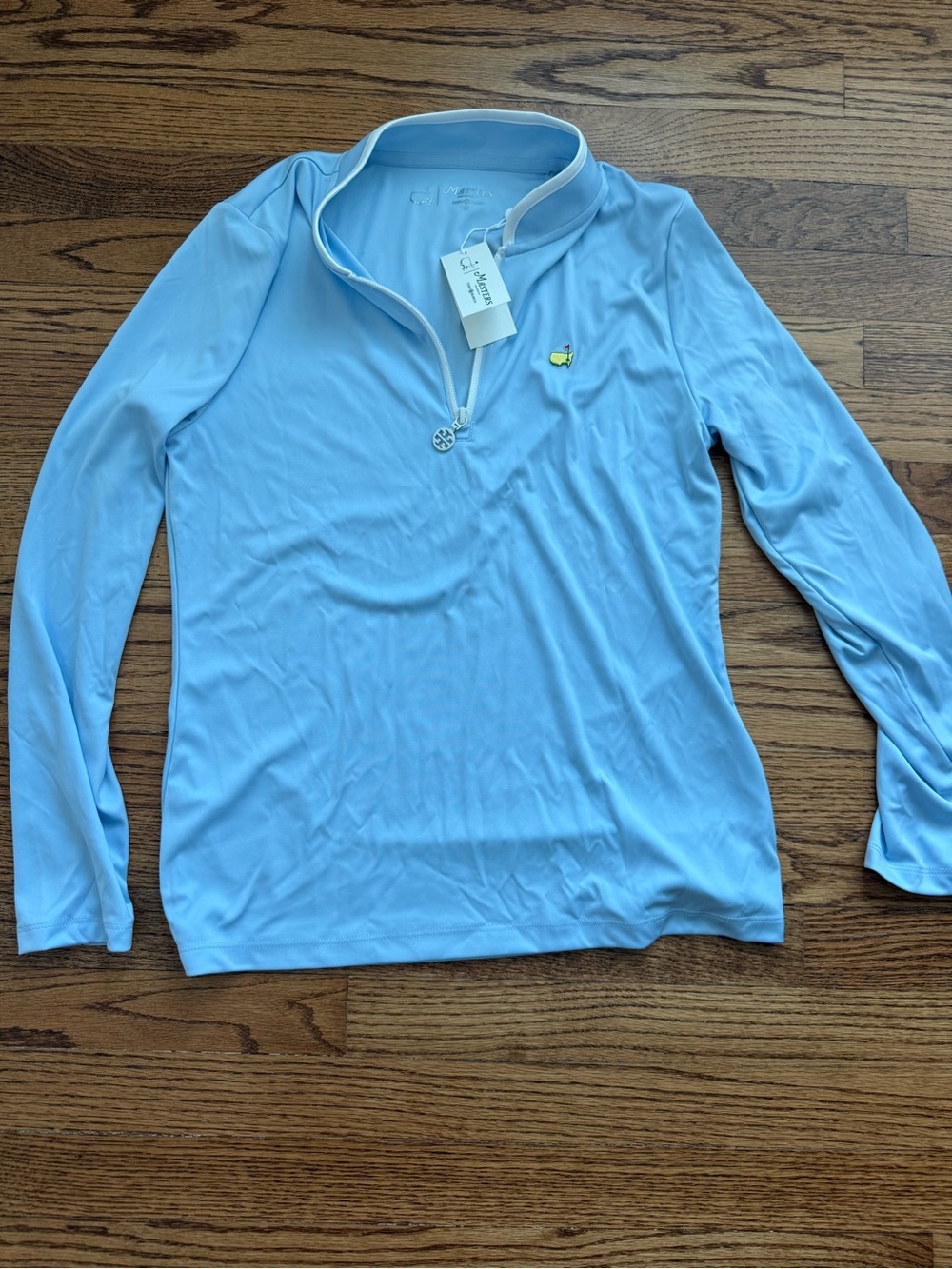Tory Burch Light Blue Long Sleeve Quarter-Zip Performance Top